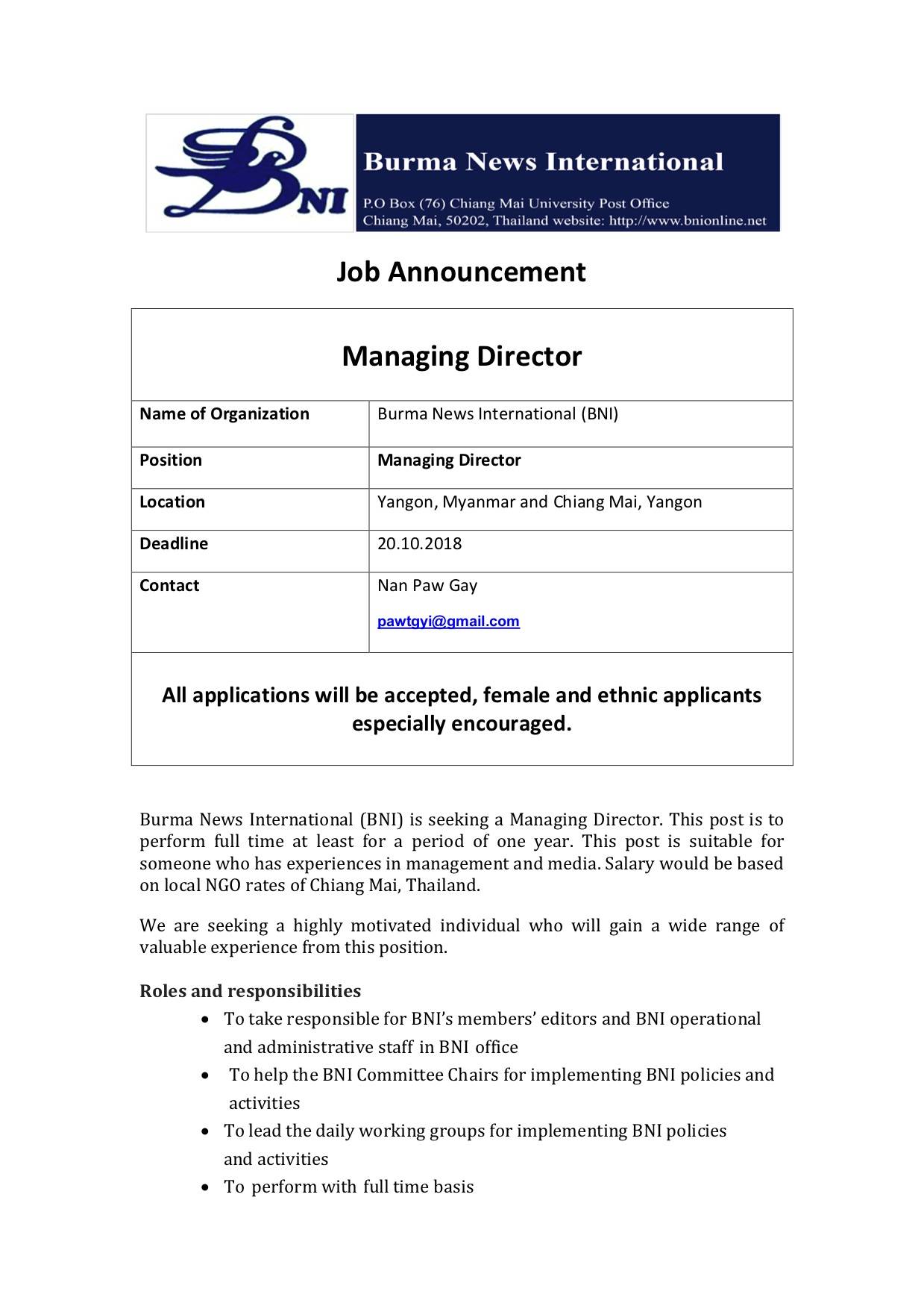 Job Annoncement Managing Director L 01