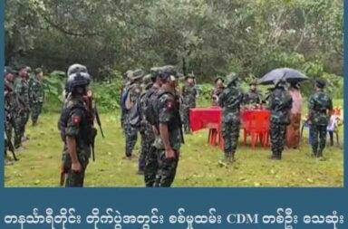 တနင်္သာရီတိုင်း တိုက်ပွဲအတွင်း စစ်မှုထမ်း CDM တစ်ဦး သေဆုံး   သတင်းနှင့် မီဒီယာ ကွန်ရက်။ ၂၀၂၅ ခုနှစ်၊ ဩဂုတ်လ ၄ ရက်။   လောင်းလုံးမြို့နယ်ထဲက ပန်းတင်အင်းတိုက်ပွဲတွင် စစ်မှုထမ်း CDM တစ်ဦးသေဆုံးသွားခဲ့သည်ဟု ကာကွယ်ရေး တပ်ဖွဲ့တာဝန်ရှိသူများက ပြောသည်။   တနင်္သာရီတိုင်း၊ ထားဝယ်ခရိုင်၊ လောင်းလုံးမြို့နယ်၊ ပန်းတင်အင်းကျေးရွာတွင် ဖြစ်ပွားခဲ့သည့် တိုက်ပွဲအတွင်း ပြည်သူ့ကာကွယ်ရေး တပ်မတော်၊ ဒေါနတပ်ခွဲ ၆၊ ဝေဟင်တပ်ဖွဲ့မှ တပ်ဖွဲ့ဝင်တစ်ဦး ဦးခေါင်းကျည်ထိမှန်၍ သေဆုံးခဲ့သည်ဟု ဝေဟင်တပ်ဖွဲ့ တာဝန်ရှိသူက ပြောသည်။   ဒေါန ၆ တပ်ခွဲမှူးက “သူက တိုက်ပွဲကြားထဲမှာ ပိတ်မိနေတဲ့သူတွေကို ဝင်ပြီး ဆွဲထုတ်ပေးနေတာပါ၊ သူဆွဲထုတ် ပေးတဲ့သူတွေကတော့ လွတ်မြောက်ကုန်တယ်၊ သူကတော့ ဆောင်းထားတဲ့ ဦးထုတ်ကို ဖေါက်ပြီး ဦးခေါင်းကို ကျည်ထိပြီး ဆုံးသွားတယ်” ဟု ပြောသည်။   တိုက်ပွဲအတွင်း သေဆုံးသွားသူမှာ စစ်မှုထမ်းသင်တန်းဆင်း အသက် ၂၀ အရွယ် ရဲဘော်ဆပ်ပြာ ဆိုသူဖြစ်ပြီး  ရေဖြူမြို့နယ်၊ ကံပေါက်ဒေသအခြေစိုက် စစ်ကောင်စီ၏ ခလရ ၂၇၃ တပ်ရင်းတွင် တာဝန်ကျစဉ်တွင် ထွက်ပြေး လာကာ ဝေဟင်တပ်ဖွဲ့ထံသို့ ဘက်ပြောင်းခိုလှုံလာသူ ဖြစ်သည်။   ပန်းတင်အင်းကျေးရွာသို့ စစ်ကြောင်းထိုးလာသည့် စစ်ကောင်စီစစ်ကြောင်းနှင့် ဓဝယ်အမျိုးသားလွတ်မြောက် ရေးတပ်တော် - DNLA၏ ဒူရကစစ်ကြောင်း ဦးဆောင်သော ပြည်သူ့ကာကွယ်ရေးပူးပေါင်းတပ်ဖွဲ့များအကြား  ဇူလိုင်လ ၂၉ ရက်နေ့က ဆယ်နာရီခန့်အကြာ တိုက်ပွဲ ပြင်းထန်ခဲ့သည်။   ကံပေါက်ဒေသရှိ ရေကန်တောင်တိုက်ပွဲ မဖြစ်မီ တစ်လခန့်အလို ၂၀၂၄ ခုနှစ် နိုဝင်ဘာလအတွင်း အခြားစစ်မှု ထမ်း သင်တန်းဆင်း ရဲဘော်နှစ်ဦးနှင့်အတူ ရဲဘော်ဆပ်ပြာတို့ ရေကန်တောင်စခန်းမှ ဘက်ပြောင်းခိုလှုံလာခြင်း ဖြစ်ကြောင်း ဒေါန ၆ တပ်ခွဲမှူးက ဆိုသည်။   ပြည်သူ့ကာကွယ်ရေး တပ်ဖွဲ့ဝင်အဖြစ် တာဝန်ထမ်းဆောင်နေသည်မှာ ကိုးလခန့်ရှိနေပြီ ဖြစ်ပြီး ရဲဘော်ဆပ်ပြာ သည် ဝေဟင်တပ်ဖွဲ့ တွင် ပထမဆုံးကျဆုံးသည့် ရဲဘော်တစ်ဦး ဖြစ်သည်။   ရဲဘော်ဆပ်ပြာ၏ စျာပနကို ဇူလိုင်လ ၃၁ ရက်က ဂူသွင်းသင်္ဂြိုဟ်ခဲ့သည်ဟု ဝေဟင်တပ်ဖွဲ့ ဝင်များက ပြော သည်။   ပန်းတင်အင်းရွာတိုက်ပွဲတွင် စစ်တပ်ဘက်မှလည်း ၃၀ ဦးထက်မနည်း ထိခိုက်သေဆုံးသည်ဟု ဒူရက စစ်ကြောင်းက သတင်းထုတ်ပြန်ထားသည်။